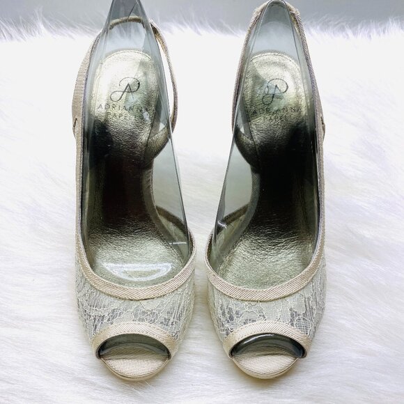Adrianna Papell Georgi LC Ivory 1890 Mesh Lace Heels Size 7 M - Picture 2 of 4